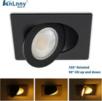 Square Black Recessed Lighting 4 Inch 6 Pack, Ajustable Eyeball recessed Light with Junction Box,5 Color Selectable,Airtight,9W 750LM,Dimmable,Black