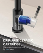 WEWE Kitchen Faucets with Pull Down Sprayer, Stainless Steel Single Handle 1 Hole for Family Kitchen Commercial Camper Laundry Rv Bar, Matte Black