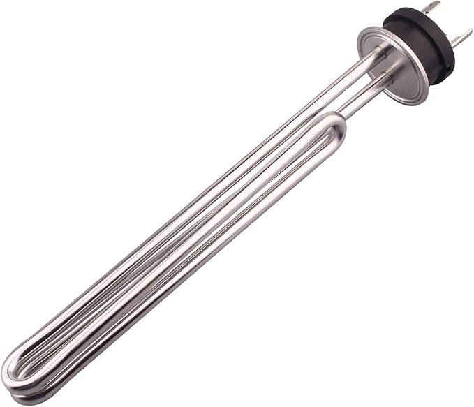 DERNORD 240V 2500W Tri-clamp Foldback Heating Element Stainless Steel Immersion Water Heater with 3-Wire Electrical Locking Plug (1.5 Inch Tri clamp)