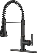 FORIOUS Antique Kitchen Faucet with Pull Down Sprayer, Oil Rubber Brown, High Arc Single Handle Vintage Spring Sink Faucet 1 or 3 Hole for Pot Filler, Farmhouse Camper Laundry Camper