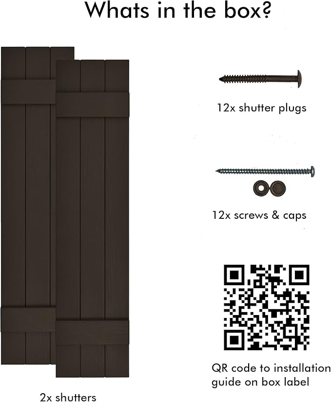 Board & Batten Vinyl Shutters (1 Pair) | 11"x47" (3-Board) - Stone Mason Brown | Exterior Window Shutters | Includes Mounting Hardware | Simple Installation | Made in USA
