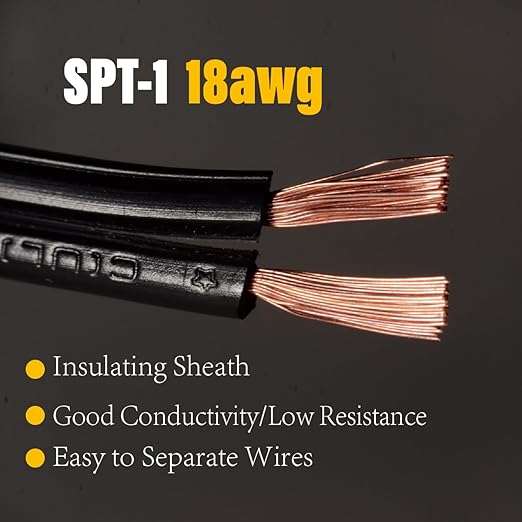 Low Voltage Landscape Lighting Cable 18/2 SPT-1W Bulk Lamp Cord 300-Volt 18-Gauge 250-feet Spool Black UL Listed