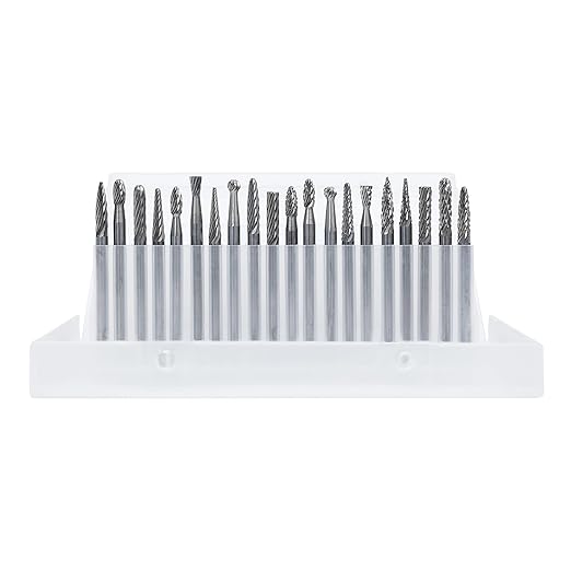 20PCS Carbide Rotary File Set 1/8" Shank Professional Carbide Burr Bits Kit for Precision Metal/Wood Carving, CNC Deburring & Jewelry Making