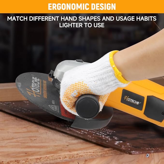Hoteche 9-Inch Angle Grinder 3.3-HP Heavy-Duty Electric Grinder Fits 7/8" Hole Size Wheels for Metal Cutting, Concrete Grinding, and Polishing