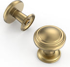 Amerdeco 10 Pack Champagne Bronze Cabinet Knobs Single Hole Cabinet Pulls 1 Inch Drawer Knobs for Bathroom Cabinets ZH0086