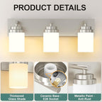 IZORRO Bathroom Vanity Light Fixture, 3-Light 22 Inch Brushed Nickel Bathroom Light Fixtures Over Mirror, with White Glass Shade, Modern Farmhouse Vanity Lights, Rustic Restroom Lighting Fixtures