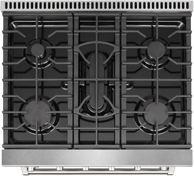 30 inch Professional Freestanding Pro-Style Natural Gas Range or Liquid Propane Gas Range with 5 Burners, 4.55 cu.ft. Oven Capacity, in Stainless Steel - KOS-30RG03M (Black)