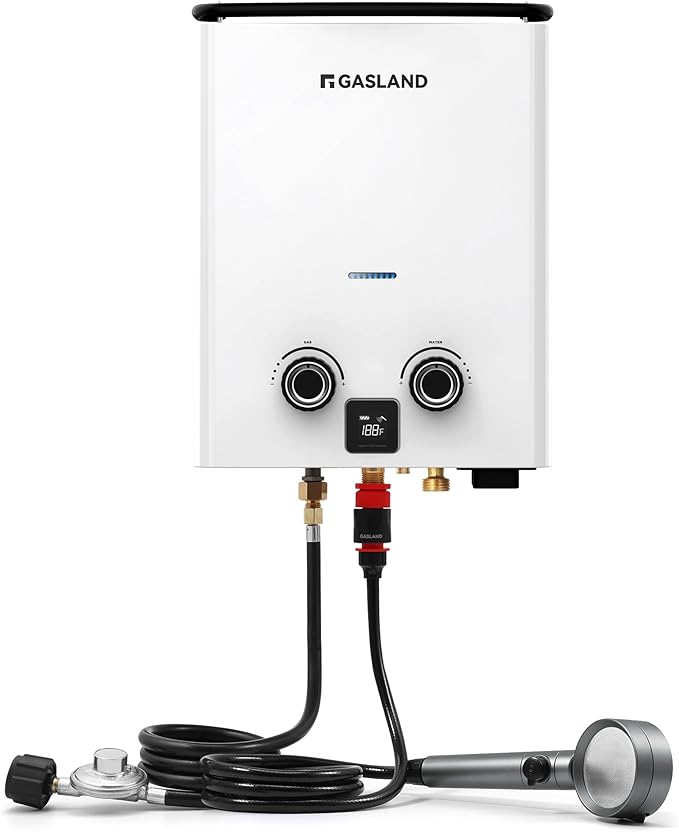 GASLAND 2025 Goshower G5 Portable Small Propane Water Heater | 1.32 GPM, 34,000 BTU | CSA Certified | For Camping, Off-Grid | Digital Display