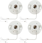 4 Pcs Porcelain Light Socket with Pull Chain White Bulb E27/E26 Socket Porcelain Outlet Box Mount Ceiling Light Fixture for Indoor Garage Closet Lighting