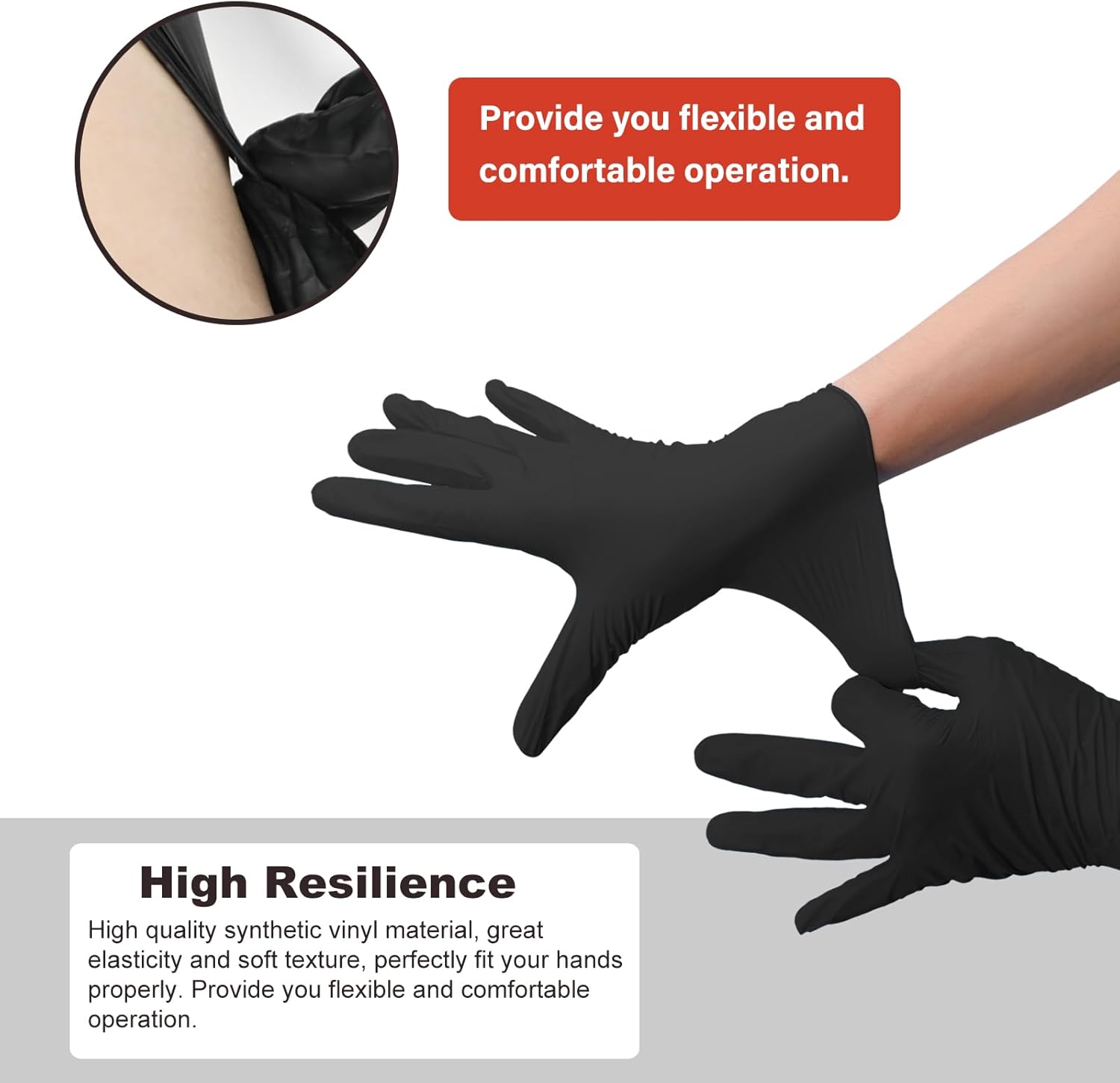 Disposable Gloves Extra Large, Nitrile and Vinyl Blend Latex Free Gloves, 4 Mil,1000 Pc. Food Grade Glove for Cleaning, Food Prep, Hair Dye, Tattoo, Black