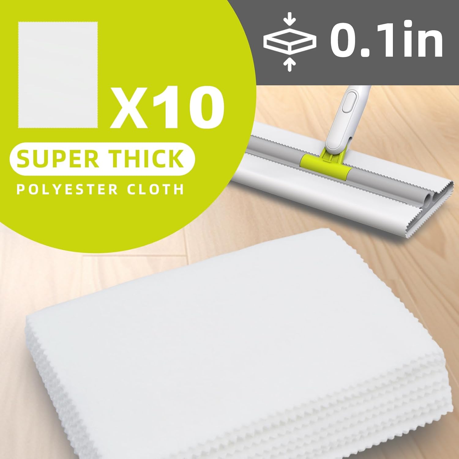 Dust Mop for Floor Cleaning - Microfiber for Hardwood, Laminate, Tile - Stainless Steel Handle, Reusable, Dry and Wet Use - 1 Mop + 10 Pads