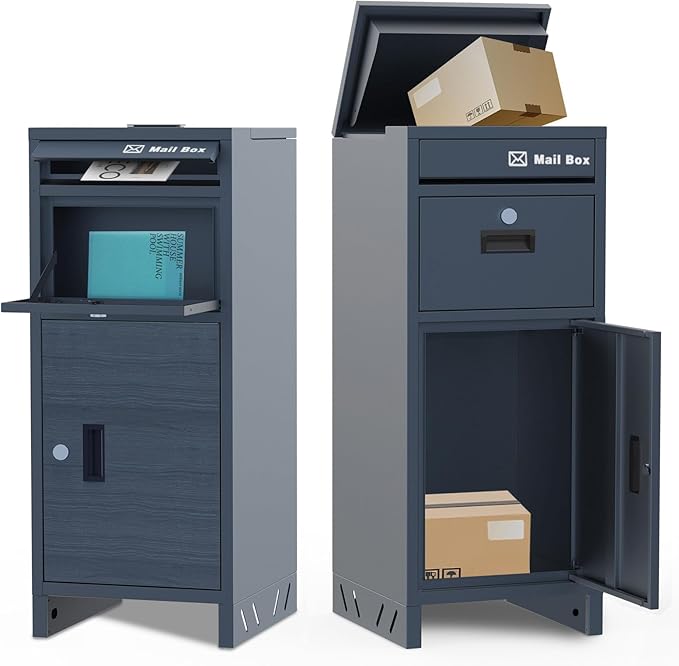 Package Delivery Boxes for Outdoor, Parcel Drop Boxes for Outside with Anti-Theft Design,Parcel Mailbox is Weatherproof, Rustproof,Suitable for Home/Office/Shop Non-installation (15.5*15.5*38 in )