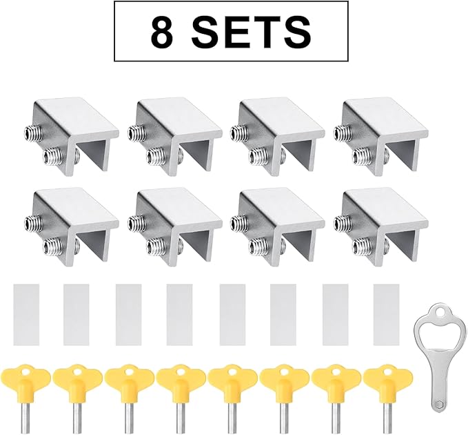 ZRFCXE Window Locks,8 Pack Sliding Window Locks with Key for Vertical & Horizontal Sliding Windows Doors,Easv to Install,Adjustable Security Window Lock for Patio Bedroom Home and Office (Silver)