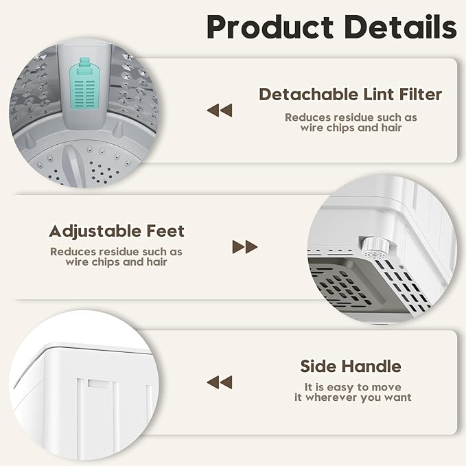 Auertech 18 lbs Portable Washing Machine, Fully Automatic Portable Washer with LED Display, 7 Wash Cycles, 4 Water Levels, Top Load Washing Machine for Apartment, RV, Dorm, Home