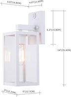 GRUENLICH Dusk to Dawn Large Outdoor Wall Lantern, PIR Motion Sensor Wall Sconce, E26 Base Max 60W, Metal Housing Plus Glass, White Finish, Bulb Not Included, 1-Pack