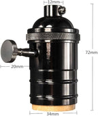 2 Pack Lamp or Fixture Replacement, E26/ E27 Solid Brass Industrial Light Socket Vintage Edison Pendant Lamp Copper Holder with Switch (Black)