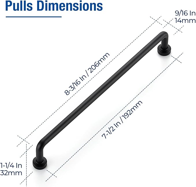 JOY DECOR Cabinet Pulls – 7-1/2 Inch Hole Center, Oil Rubbed Bronze, 5 Pack, Zinc Alloy Cabinet Handles for Drawers & Cupboard – Vintage Style Hardware for Kitchen, Bathroom, Dresser