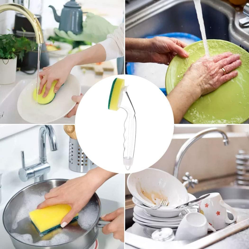 Dish Wand Sponge Refills, Dish Sponge with Handle, Dishwand Refills, Non Scratch Dish Wand Refill Replacement Set,Soap Dispenser Scrubbers Kitchen Cleaning