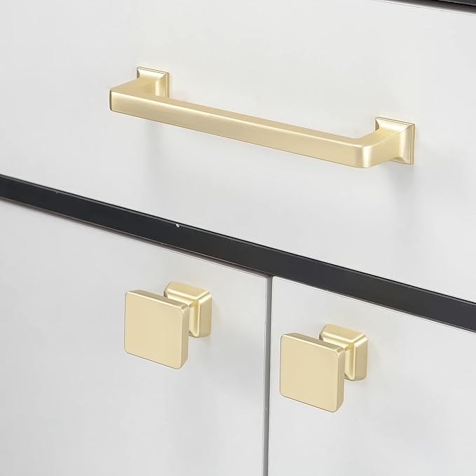 COTYKILEY 10 Pack 5 Inch(128mm) Brushed Brass Kitchen Cabinet Handles Gold Cabinet Pulls Cabinet Door Handles Kitchen Cabinet Hardware