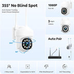 CAMCAMP Home Security Camera System, 16CH 4K NVR, 16PC PTZ WiFi Security Cameras Wireless Outdoor, Need Plug Charge, Auto Human Tracking, 2 Way Audio, 3 Night Vision, CCTV Surveillance Kit(16, White)