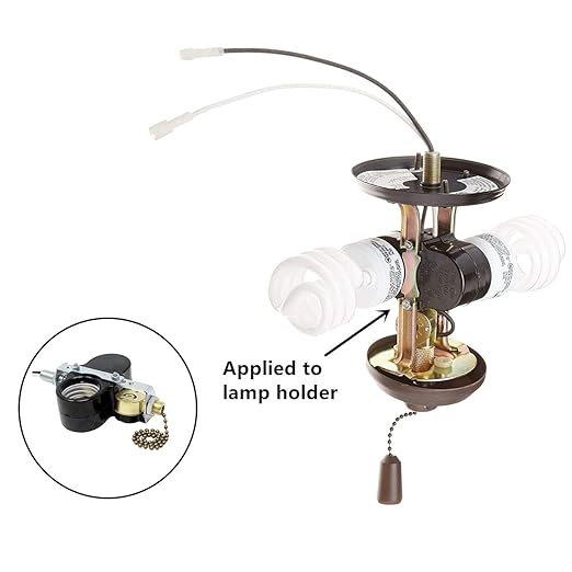 Ceiling Fan Light E-27 Multi Lampholder Socket Switch Zing Ear ZE-310D Socket with ZE-109M Pull Chain Switch (Antique Bronze)