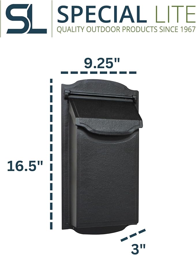 Special Lite Contemporary Vertical Mailbox Wall Mount Mailbox - Black Aluminum Mailbox for Wall Mount - SVC-1002-BLK