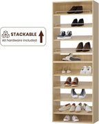 ROOMTEC 31.5" Shoe Shelf Short Tower Closet Unit, Modular Closet System with Shelf, Wardrobe Organizer for Bedroom or Walk-in Closet, Wall Mounted, Customizable Clothes Storage Unit, Wood
