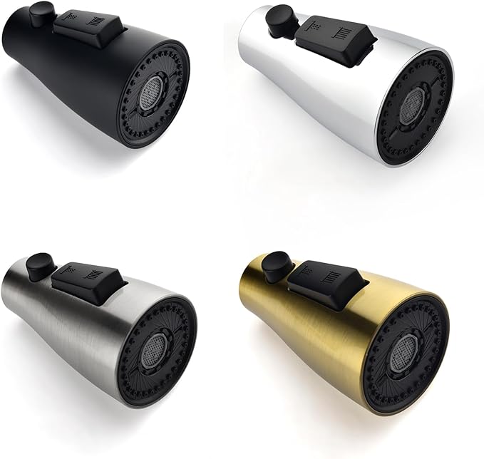 [Upgraded] GORDEE Kitchen Faucet Sprayer Head Replacement, 3-Function(Stream/Spray/Blade) Sprayer Spout Nozzle w/Check Valve, 1.8 GPM, 9 Adapters to Fit Most Standards of Faucets, Brushed Nickel