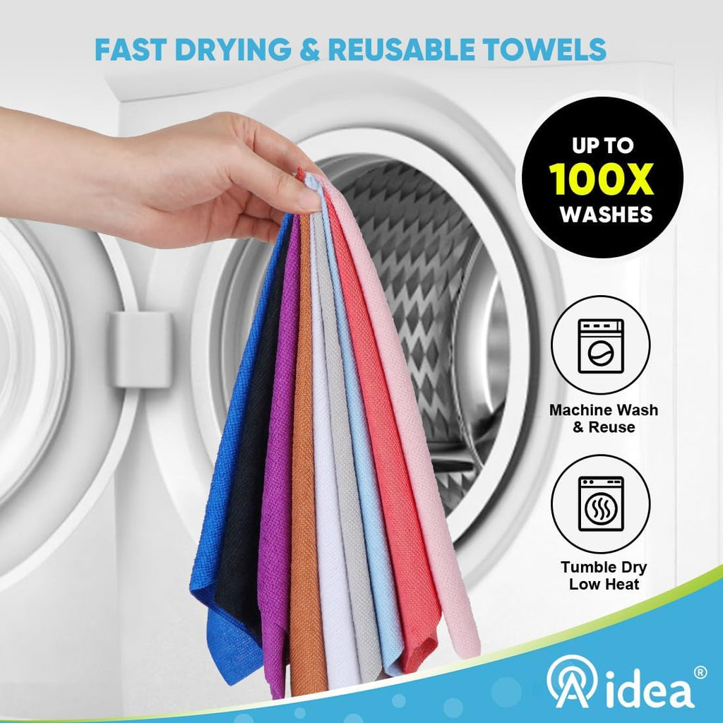 AIDEA Microfiber Cleaning Cloth Roll, White 50PK, Tear Away Reusable Paper Towels, Commercial Shop Rags, Microfiber Towels for Cars, Lint Free Rags for House, Kitchen, Automotive, 11.5"×11.5"