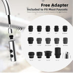 Hibbent Metal Pull Down Kitchen Faucet Head Replacement with 15 Adapters, Sink Spray Head, 2 Function Spray Nozzle Compatible with Moen, American Standard, Delta, Kohler Faucets, Chrome (Silver)