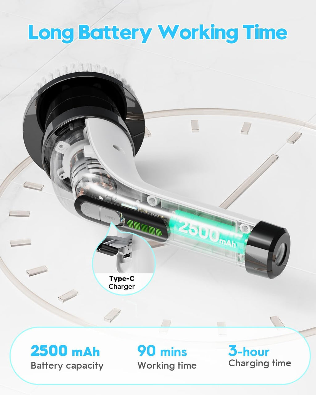 Electric Spin Scrubber for Cleaning Bathroom: Cordless Power Shower Scrubber - Electric Cleaning Brush for Tile Tub