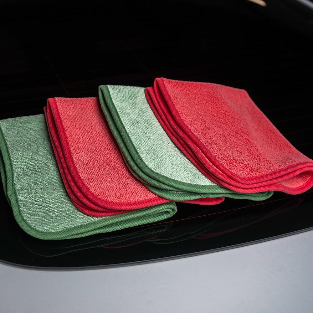 Autofiber Korean Twist Microfiber Detailing & Glass Towels - Pack of 3, Green (16 inch x 16 inch 600 GSM)