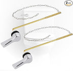 iFealClear 2 Pack Metal Toilet Tank Flush Lever Replacement, Universal Front Mount Toilet Tank Trip Lever with Stainless Steel Chains, Easy Install, Solid Brass, Chrome