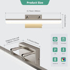 Brushed Nickel Vanity Light, 15.7” Dimmable LED Bathroom Light Bar with 5CCT, Adjustable Angle – Modern Wall Lighting for Bathroom, Powder Room, Bedroom, Apartment, Hotel