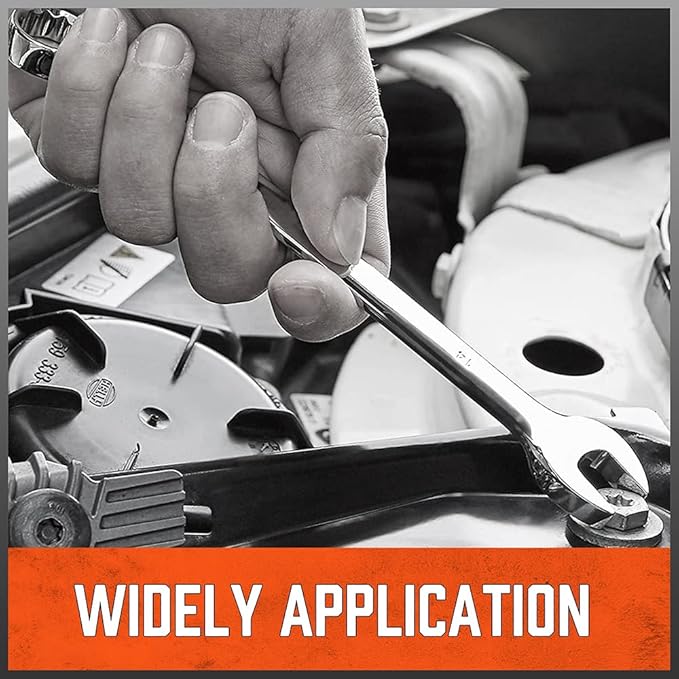 HORUSDY 32-Piece Combination Wrench Set, SAE and Metric, 1/4"-1" & 7mm-22mm, 12 Point, Chrome Vanadium Steel Construction with Case