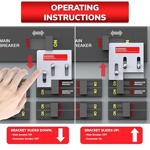 Generator Interlock Kit for Square D QO or Homeline 150 or 200 amp Panel - Generator Lockout Kit, Interlock Switch - 1 3/8" Spacing Between Main and Generator Breaker