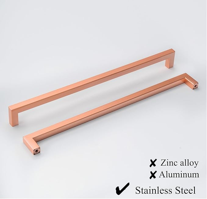 10 Pack 12 3/5 Inch Brushed Copper Cabinet Pulls Red Copper Square Cupboard Handles Modern Stainless Steel Drawer Pulls Kitchen Cabinet Hardware Kitchen Handles