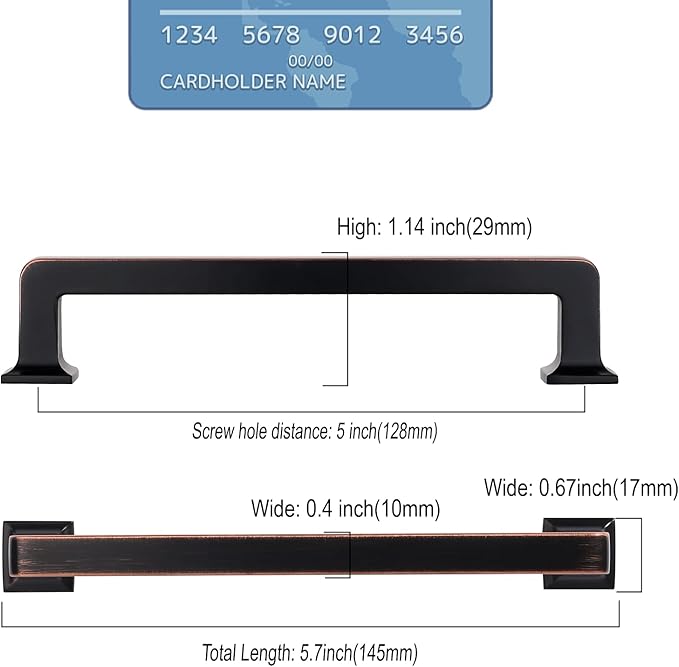 6 Pack 5 Inch Oil Rubbed Bronze Cabinet Handles - Kitchen Hardware Pulls for Cabinets and Cupboards