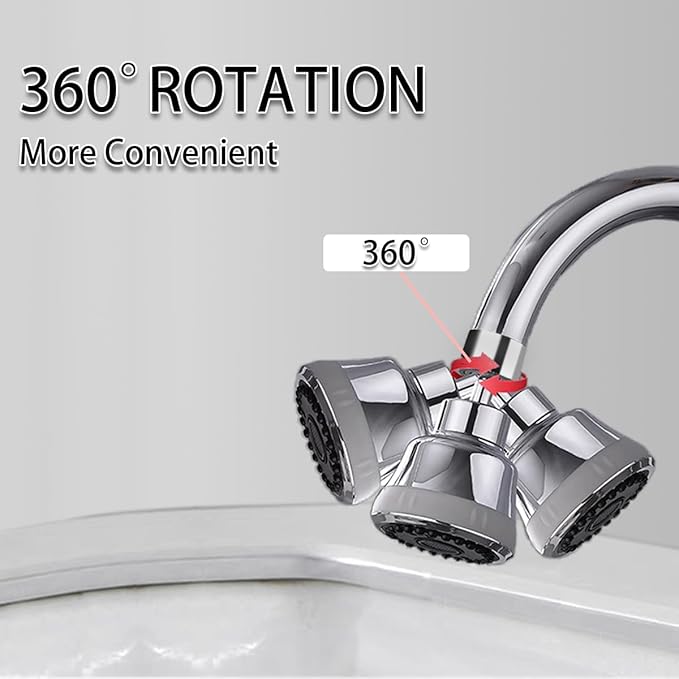 Faucet Aerator Faucet Sprayer Attachment, Kitchen Faucet Head Replacement with 4 Spray Modes, 360° Swivel Faucet Extender Anti-Splash Sink Sprayer Faucet Nozzle Head (Smooth, Silver)