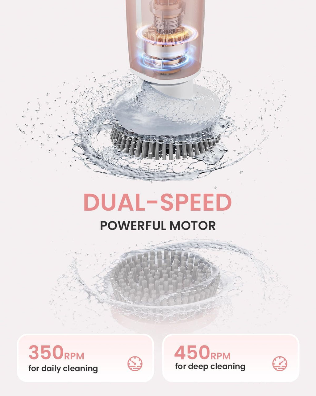 Leebein Electric Spin Scrubber, Shower Scrubber with 4 Adjustable Angles and 8 Brush Heads, Electric Scrubber with Long Handle & Remote Controller, Cleaning Brush for Bathroom, Tub, Floor (Pink)