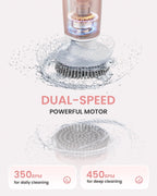 Leebein Electric Spin Scrubber, Shower Scrubber with 4 Adjustable Angles and 8 Brush Heads, Electric Scrubber with Long Handle & Remote Controller, Cleaning Brush for Bathroom, Tub, Floor (Pink)