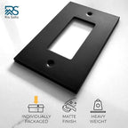 RIO SALTO Modern Metal Matte Black Wall Outlet Cover or Light Switch Cover Rocker Decora Electrical Switch Covers Decorator Plug Wall Plate MIDSIZE Black Receptacle (Matte Black, 1 Rocker 8PK)