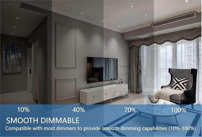 Jolux 6-Pack 5/6" LED Can Lights Retrofit Recessed Lighting,12W=60W,4000K Cool White,800 Lumens,Dimmable Can Lights,Damp Rated,Simple Installation Adjustable Retrofit Downlight,ETL,Bevel Trim