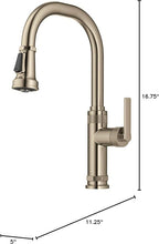 KRAUS Allyn Industrial Pull-Down Single Handle Kitchen Faucet in Spot-Free Antique Champagne Bronze, KPF-4102SFACB