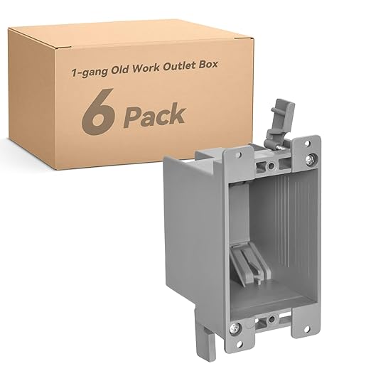 Old Work Box 1 Gang, 14 CU. in. Drywall Electrical Box, PVC, UL Listed, 6 Pack
