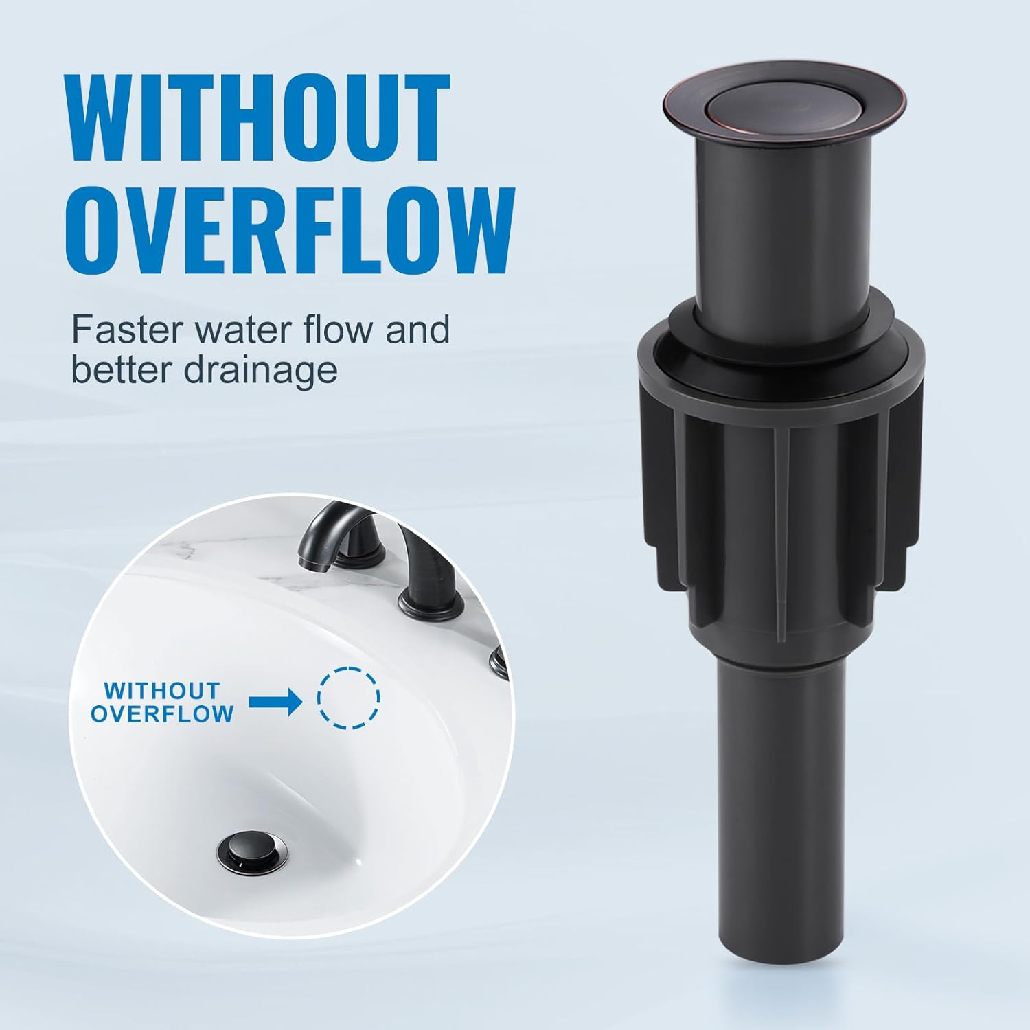 ALEASHA Pop Up Sink Drain Without Overflow, Bathroom Sink Drain Vessel Sink Stopper Pop Up Sink Drain Stopper, Pop Up Drain for Bathroom Sink Drain Strainer for Hair Catcher,Oil Rubbed Bronze