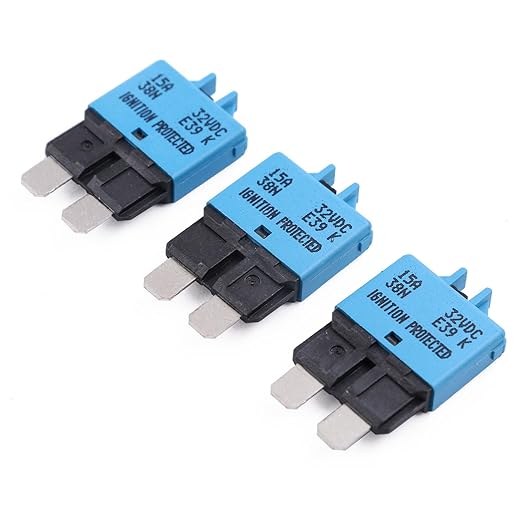 Automotive Fuse Circuit Breaker Low Profile Manual Reset 15A 12V E39- UL Certified ATO ATC Resettable Blade Breakers Fuses 15 Amp 12 V-32V DC for Car Boat RV Truck Solar - 3 Pack