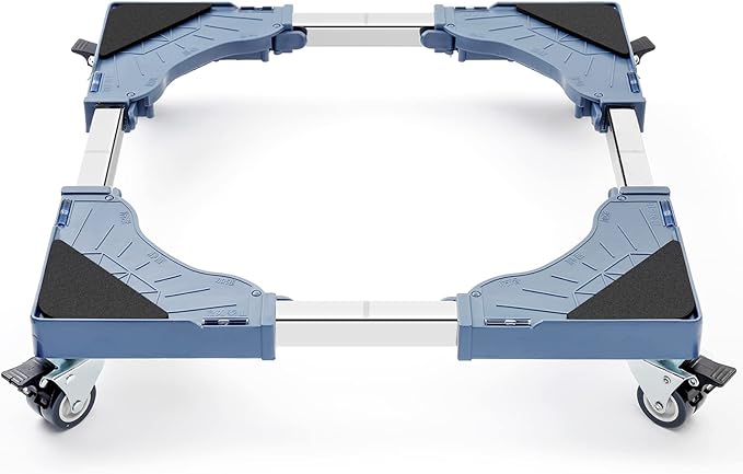 WBD WEIBIDA Adjustable Furniture Dolly with 4 Dual-Locking Wheels, Universal Washing Machine Base Stand, Square Appliance Mover for Refrigerator, Mini-Fridge, Washer & Dryer, Moving Cart