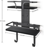 VINAEMO Ironing Board Hanger Wall Mount, 2-Layer Iron and Ironing Board Holder, Laundry Room Shelves Solid Wood with Removable Hooks Home Organization and Storage