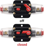 Fuse Holders 40amp 20A 30A 50A 60A 80A 100A 150A Inline Circuit Breaker for Car Audio and Amps Overload Protection Reset Fuse Inverter 12V-24V DC Replace Fuses